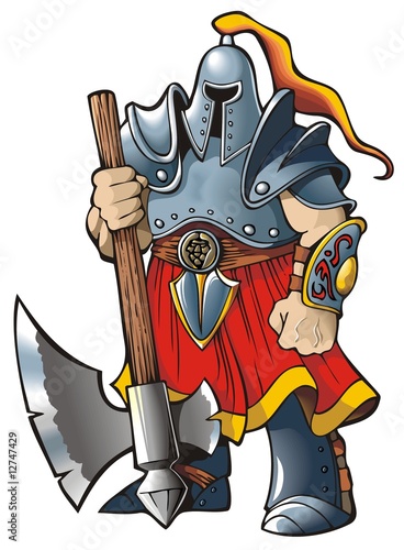 Foto-Kissen - Knight with an axe, vector illustration (von Sergey Oganesov)
