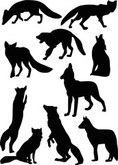 Sticker - fox and wolf silhouettes