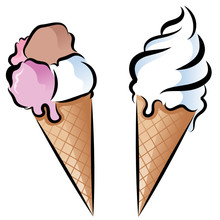Two Coloured Ice-cream Cones