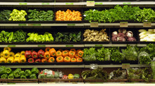 Grocery Shelf Of Vegetables