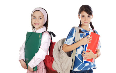 Poster - Two girls students returning to school