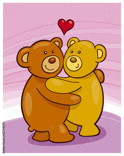 Foto-Duschvorhang nach Maß - Teddy Bears in Love (von Igor Zakowski)