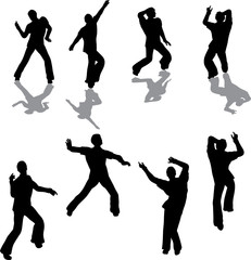 Canvas Print - Male Salsa Dancer Silhouettes