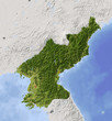 North Korea, shaded relief map, colored for vegetation