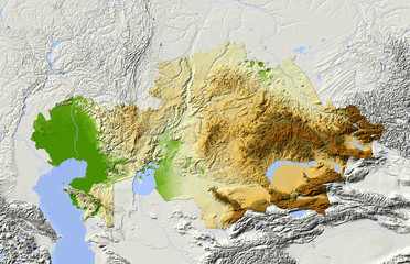 Wall Mural - Kazakhstan, shaded relief map.