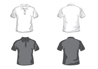 Wall Mural - White and black polo shirt design template with front and back.