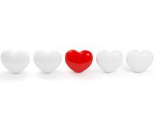 One Isolated Red Heart And Four White!