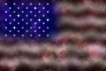 Wall Mural - american flag stylized abstract space background