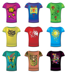 Wall Mural - A collection of women's t-shirts templates