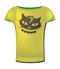 Wall Mural - Vector T-shirt design template with a cat.
