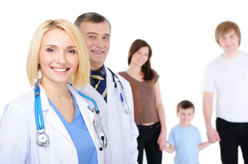 Wall Mural - happy group of people at hospital