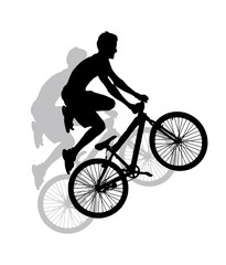 Sticker - vector silhouette - extreme sport - jump with a mountain bike