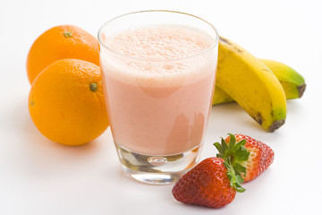 delicious refreshing strawberry orange banana milkshake natural