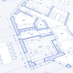 architecture blueprint: abstract house plan - vector background