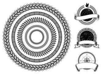 Aufkleber - Circle frame and emblems elements design, Vector layered.