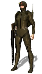 Wall Mural - futuristic soldier woman