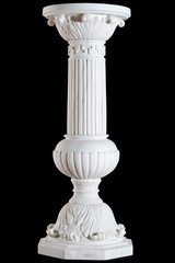 Sticker - Classical white marble column isolated on black background