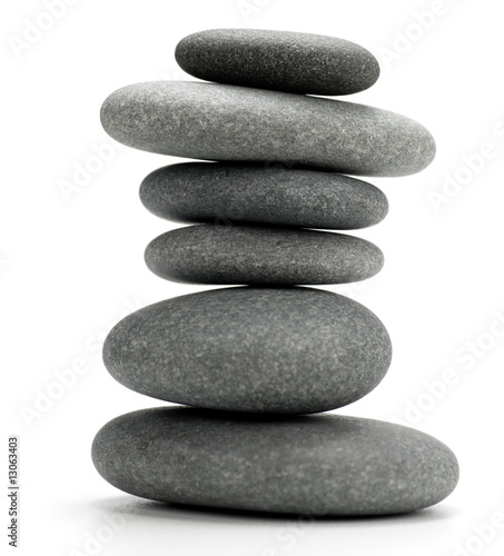 Fototapeta 6 pebbles stacked - image isolated over white background