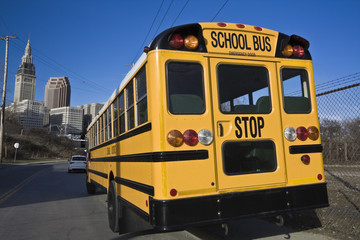 Fototapete - School Bus in Cleveland
