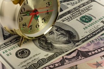 Wall Mural - Dollars and clock