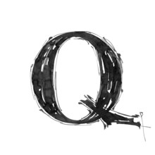 Letter Q. Alphabet Symbol - Grunge Hand Draw Paint