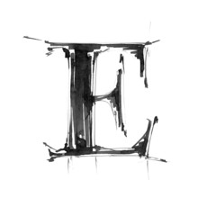 Letter E. Alphabet Symbol - Grunge Hand Draw Paint