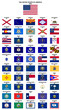 USA : Flags of the States (with names and post codes)