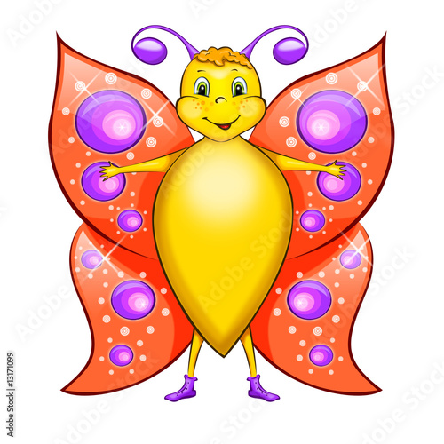 Foto-Duschvorhang nach Maß - Butterfly cartoon (von Visual Generation)
