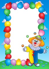 Sticker - Party invitation frame with clown 4