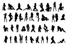 Vector Silhouettes Of Sexy Girls