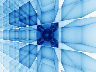 Canvas Print - blue cubic perspective