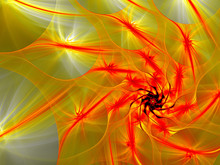 Digitally Rendered High Quality Abstract Fractal Orange Swirl.