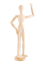 Artists Mannequin Waving On White Background