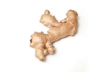 Ginger root isolated on a white studio background.