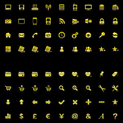 Web Button Icon Set - Gold on Black
