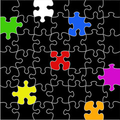 Canvas Print - Puzzle with colorful pieces