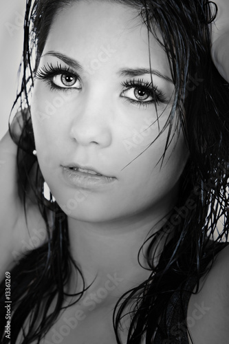 Black And White Image Of A Beautiful Teenager With Wet Hair Buy