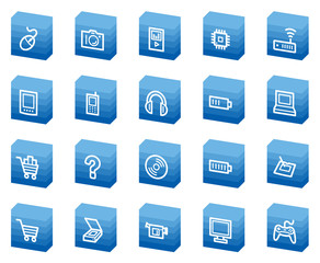 Wall Mural - Electronics web icons, blue box series