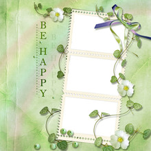 Green Shabby Background With Stamp-frames