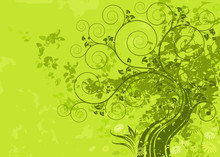 Green Abstract Nature With Grunge Background. Vector Layered.