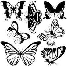 Abstract Butterflies 2 - Black Illustration Symbols