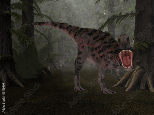 Board z aluminiowym obramowaniem Majungasaurus drenatissimus - 3d dinozaur