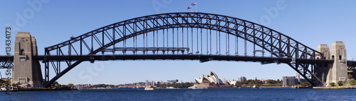 Obraz na płótnie canvas trzyczęściowy "tryptyk" Panoramiczny mostu portu Sydney