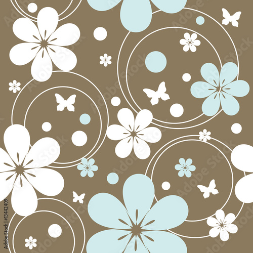 Foto-Plissee - seamless retro pattern with flowers (von Nubephoto)