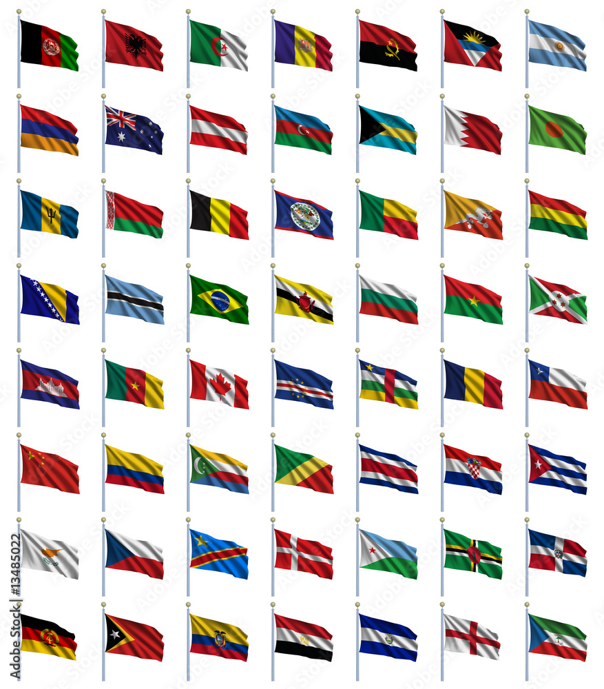 World Flags Set 1 of 4 - alphabetically from A to E - obrazy, fototapety, plakaty 