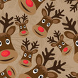 vector seamless christmas pattern with rudolph