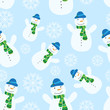 vector seamless christmas pattern with snowman