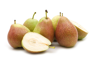 Wall Mural - slice pears on white background