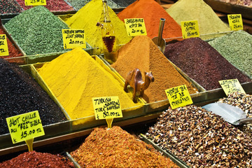 Colorful spices on the market