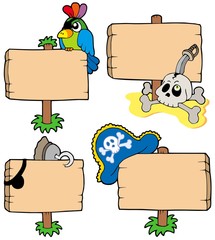 Wall Mural - Pirate wooden signs collection